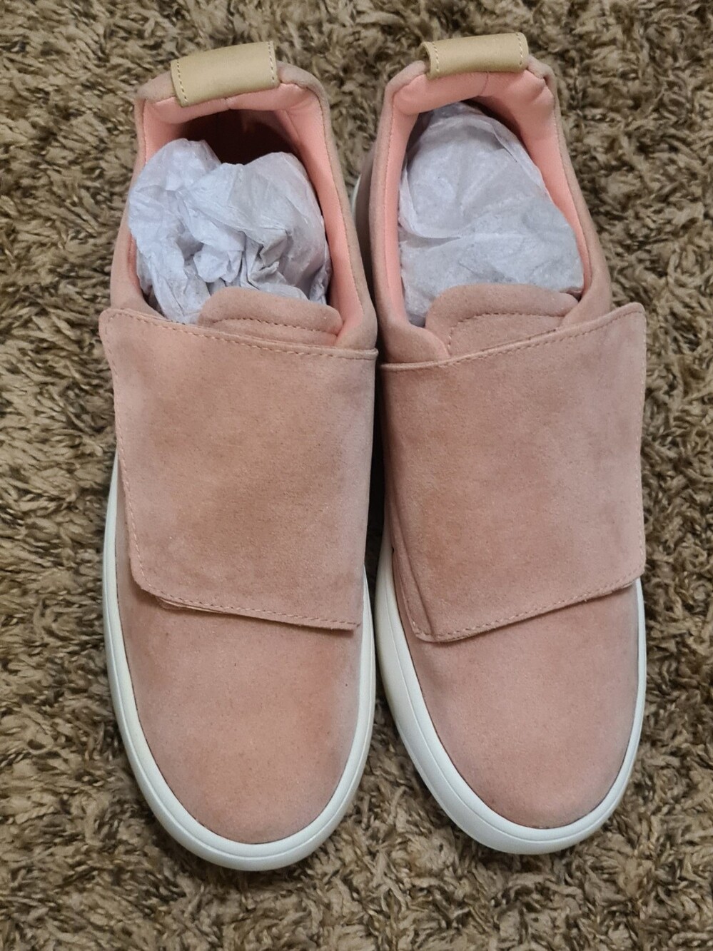 Glaze Women's Slip-On Suede Sneakers in Blush Pink and White